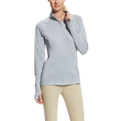 Ariat English: Lowell 2.0 1/4 Zip Base Layer Mujer - Gris (YZQKT6054)